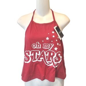 Isaac Morris Oh My Stars Halter Tank Top Vintage Red Graphic Womens XL NWT